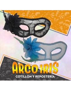 Veneciano Antifaz Burlesque +10-10% - Con Encaje Flor Y Plumas Carnaval Varios Colores Promo Por Cantidad Party Store