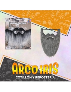 Barba Capitan Xu - 20 Cm Negra Con Canas Y Bigote Party Store