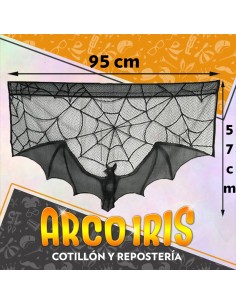 Cortina Murcielago De Encaje 95 X 57 Cm - Negro Halloween Party Store