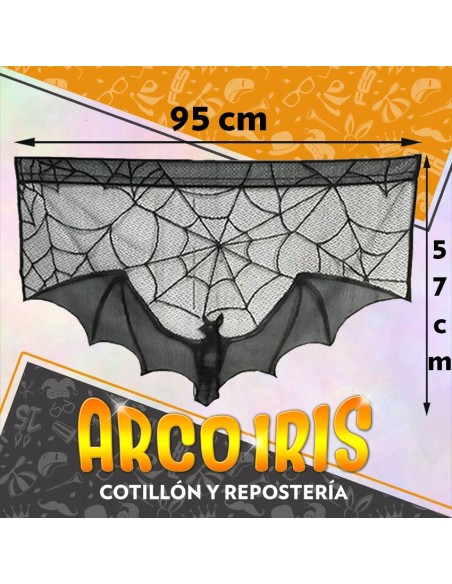 Cortina Murcielago De Encaje 95 X 57 Cm - Negro Halloween Party Store
