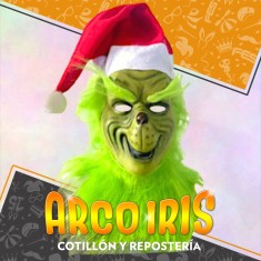 Latex Mascara Grinch Xu - Verde Con Gorro Papa Noel Party Store