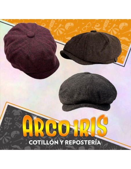 Gorro Boina Peaky Irlandesa Con Boton Arriba - Gris-escoces-rayas Party Store