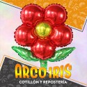 Mylar 18 Flor 5 Petalos Con Hojas Metal Xu - 46 Cm Primavera Globo Metalizado Papel