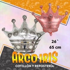 Mylar 26 Corona Xu - Plata-rosa Gold 66 Cm Ovni Ballons Dilax Globo Metalizado Papel