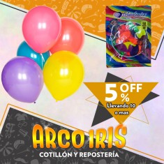 Globo Estandar 10 X 50 - Surtido +10-5% Promo Por Cantidad Globolandia Arco Iris