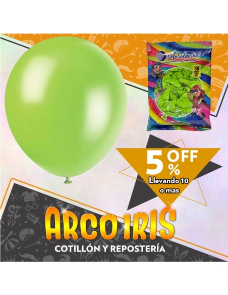 Globo Estandar 10 X 50 - Verde Manzana +10-5% Promo Por Cantidad Globolandia