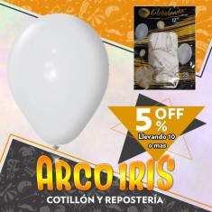 Globo Estandar 12 X 25 - Blanco +10-5% Cat2 Promo Por Cantidad Globolandia
