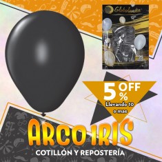 Globo Estandar 12 X 25 - Negro +10-5% Promo Por Cantidad Globolandia Halloween