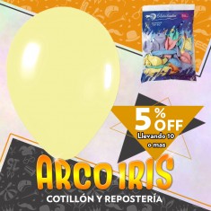 Globo Pastel 10 X 50 Amarillo +10-5% Promo Por Cantidad Globolandia