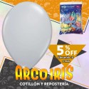 Globo Pastel 10 X 50 Gris +10-5% Promo Por Cantidad Globolandia