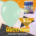 Globo Pastel 10 X 50 Verde +10-5% Promo Por Cantidad Navidad Globolandia
