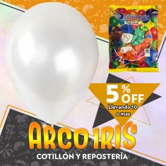 Globo Perlado 10 X 50 Blanco +10-5% Promo Por Cantidad Globolandia