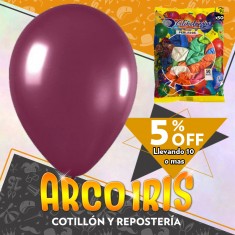 Globo Perlado 10 X 50 Borgona +10-5% Promo Por Cantidad Globolandia