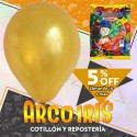 Globo Perlado 10 X 50 Dorado +10-5% Promo Por Cantidad Globolandia