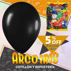 Globo Perlado 10 X 50 Negro +10-5% Promo Por Cantidad Globolandia
