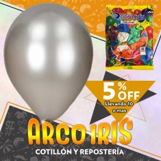 Globo Perlado 10 X 50 Plateado +10-5% Promo Por Cantidad Globolandia