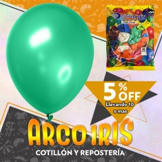Globo Perlado 10 X 50 Verde +10-5% Promo Por Cantidad Globolandia San Patricio Navidad Globolandia