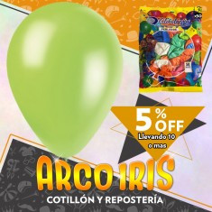Globo Perlado 10 X 50 Verde Manzana +10-5% Promo Por Cantidad Globolandia