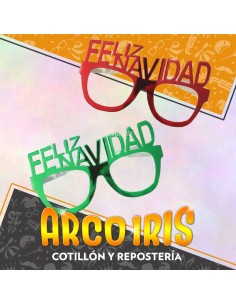 Anteojo Feliz Navidad X 4 Lentes De Papel Metal Party Store