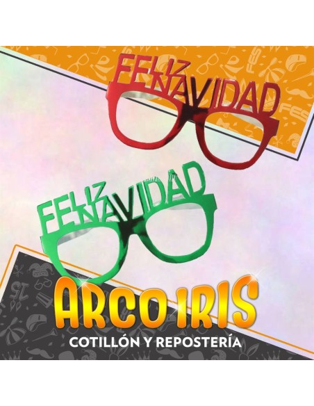Anteojo Feliz Navidad X 4 Lentes De Papel Metal Party Store