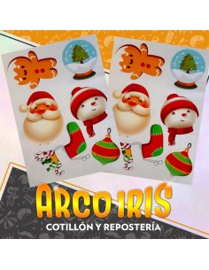 Decoracion Para Vidrios De Navidad 2 Planchas X 6 Stickers Navidad Papa Noel Jengibre Bota Party Store