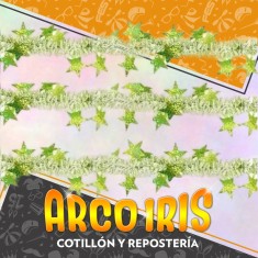 Guirnalda Bicolor Con Estrellas Verde Xu - 1.8 Mt Adorno Navidad Party Store