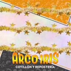 Guirnalda Bicolor Con Estrellas Dorada Xu - 1.8 Mt Adorno Navidad Party Store