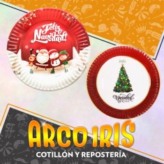 Plato 17 Navidad X 6 - Feliz Navidad Nunecos Arbolito Party Store