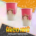 Vaso Floral Rosa 8 Onzas X 8 - Polipapel Festcopack