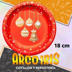 Plato Navidad Con Stamping X 8 - Campana/bolas Navidenas