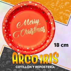 Plato Navidad Con Stamping Merry Christmas X 8