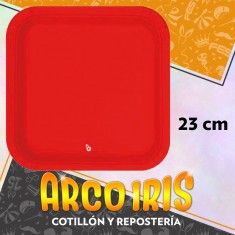 Plato Rojo 23 Cm Cuadrado X 8 - Polipapel Navidad Festcopack