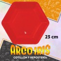 Plato Rojo 23 Cm Hexagonal X 8 - Polipapel Navidad Festcopack