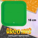 Plato Verde 18 Cm Cuadrado X 8 - Polipapel Navidad San Patricio Festcopack