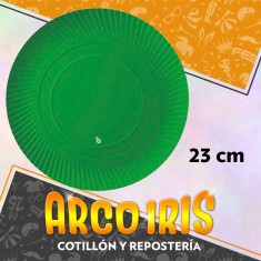 Plato Verde 23 Cm Redondo X 8 - Polipapel Navidad San Patricio Festcopack