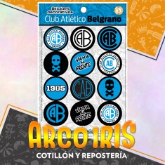 Belgrano Stickers 2 X 12 - 24 Stickers Decorativos Equipos Futbol