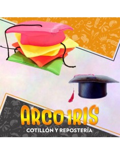 Egresado Gorro X 5 Economico Negro/fluo Jersey Tela Upd