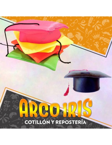 Egresado Gorro X 5 Economico Negro/fluo Jersey Tela Upd