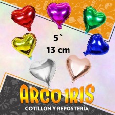 Mylar 05 Corazon Metal X 10 - Varios Colores 13 Cm Valentin Globo Metalizado Papel