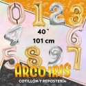 Mylar 40 Numero Xu Blister +5-5% Metal Plata/dorado/rosa 101 Cm Promo Por Cantidad Globo Metalizado Papel