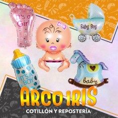 Mylar 14 Baby Shower Varios Modelos Metal Xu - 35 Cm Nena Nene Cochesito Bb Bebe Caballito Mesedor Huellita Pie Huella Angel