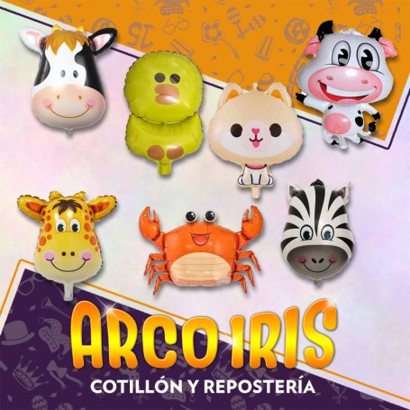 Mylar 14 Animal / Cabeza Metal X 10 - Chino Aprox 35 Cm Abeja Vaca Caracol Tigre Sapo Jirafa Cebra Leon Tigre Oveja Chancho