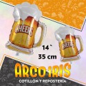 Mylar 14 Chopp Cheers Metal Xu - 35 Cm Globo Metalizado Papel