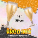 Mylar 14 Copa Champagne Metal Xu - 35 Cm Celebration Globo Metalizado Papel