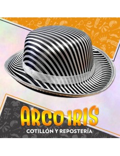 Gorro Bombin Rigido Rayado-plata