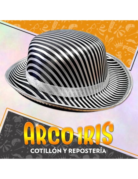 Gorro Bombin Rigido Rayado-plata