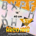 Mylar 16 Letra Metal Xu +5-5% Plata 35 Cm Promo Por Cantidad Globo Metalizado Papel Dilax Tuky Party Store