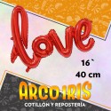 Mylar 16 Frase Love Cursiva Metal Xu - 40 Cm Globo Metalizado Papel