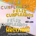 Mylar 16 Frase Feliz Cumpleanos Metal Xu - Tornasolado/plata/dorado/lunares 15 Letras 40 Cm Globo Metalizado Papel Dilax Tuk