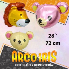 Mylar 26 3d Cabeza Animal Metal Xu - 72 Cm Leon/raton/osito Globo Metali Papel